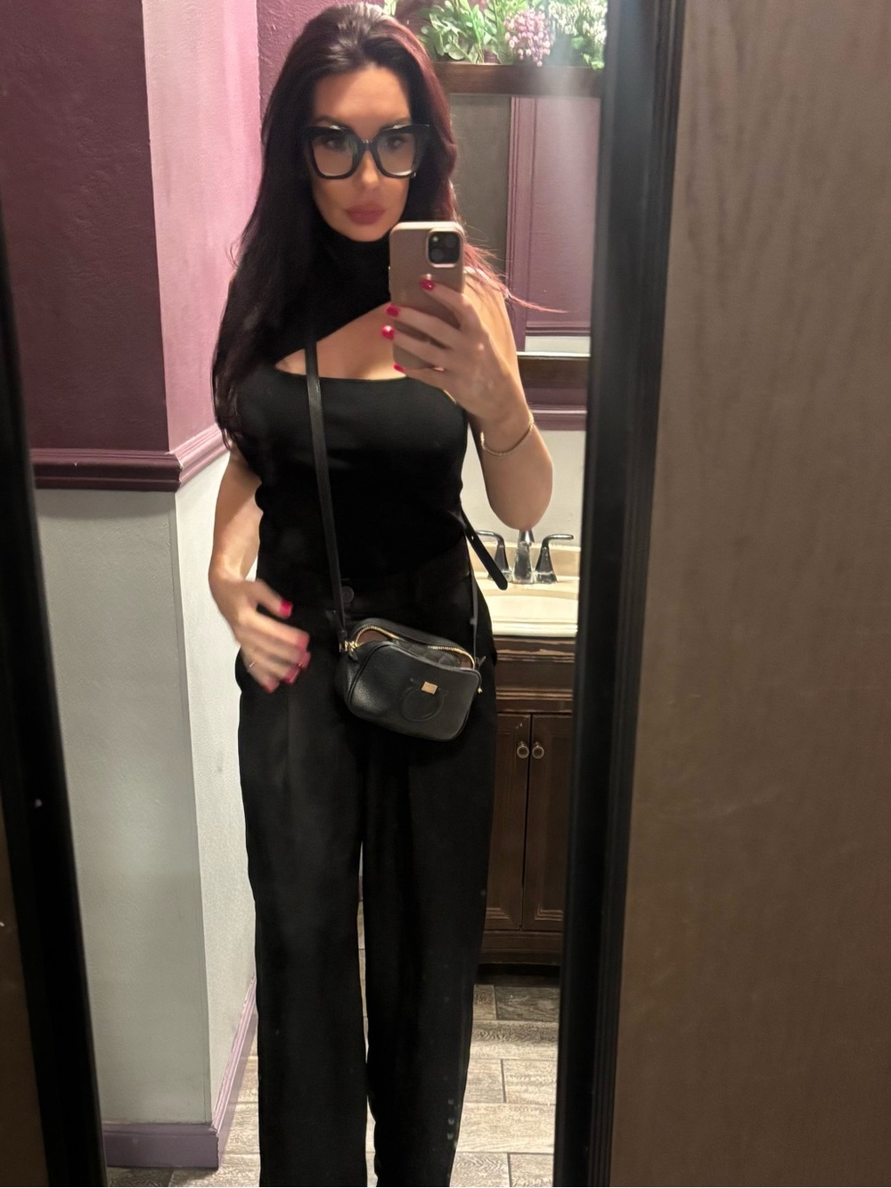 Alice + Olivia Black Strappy Dress with V-Neck Detail